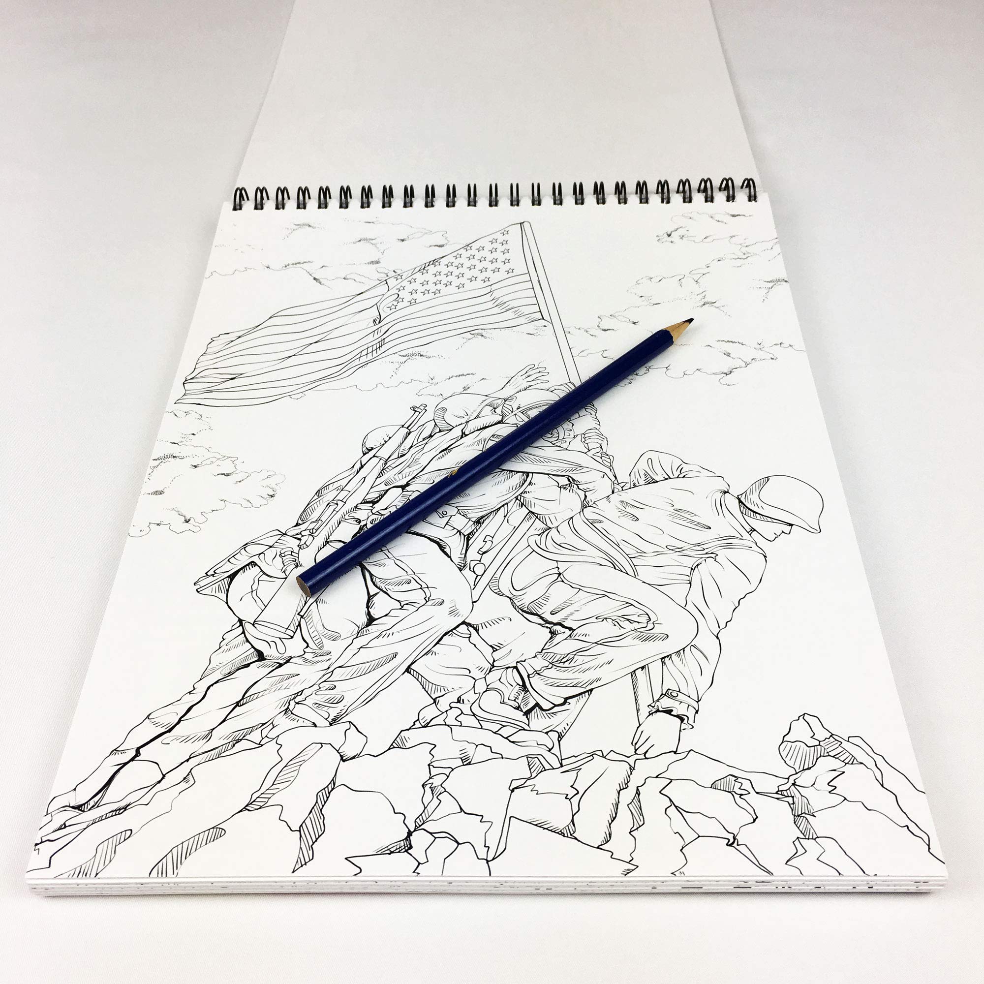 America Adult Coloring Book - 50 Hand Drawn American Designs Printed on Artist Paper, Thick Covers, Top Spiral Bound, Perforated Pages, and Blotter Page by USA Flag Co. - Image 5