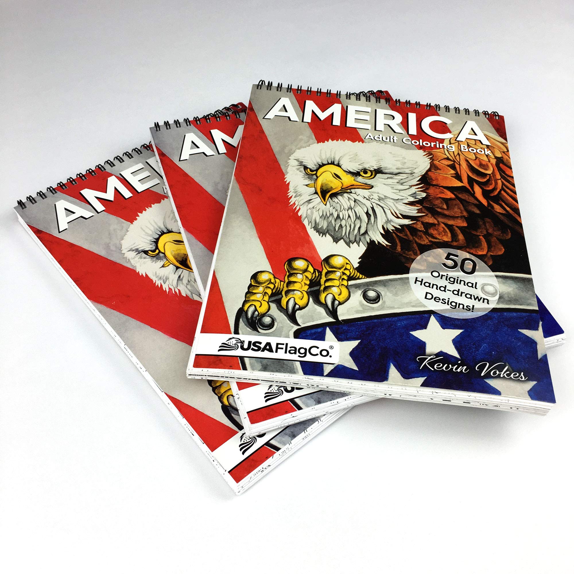 America Adult Coloring Book - 50 Hand Drawn American Designs Printed on Artist Paper, Thick Covers, Top Spiral Bound, Perforated Pages, and Blotter Page by USA Flag Co. - Image 9