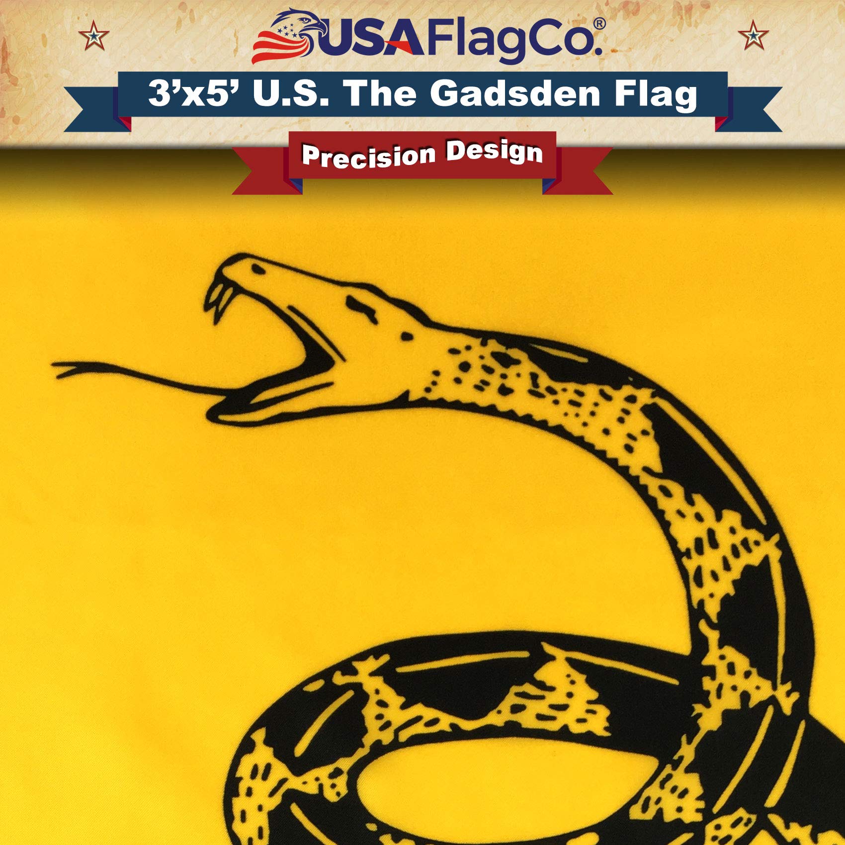 Gadsden Flag (Don't Tread On Me) by USA Flag Co. is 100% American Made: The BEST 3x5 Outdoor US Flags, Made in the USA (3 x 5 foot) - Image 3