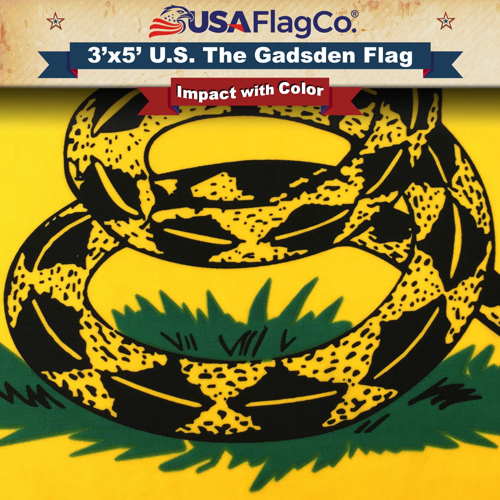 Gadsden Flag (Don't Tread On Me) by USA Flag Co. is 100% American Made: The BEST 3x5 Outdoor US Flags, Made in the USA (3 x 5 foot) - Image 4