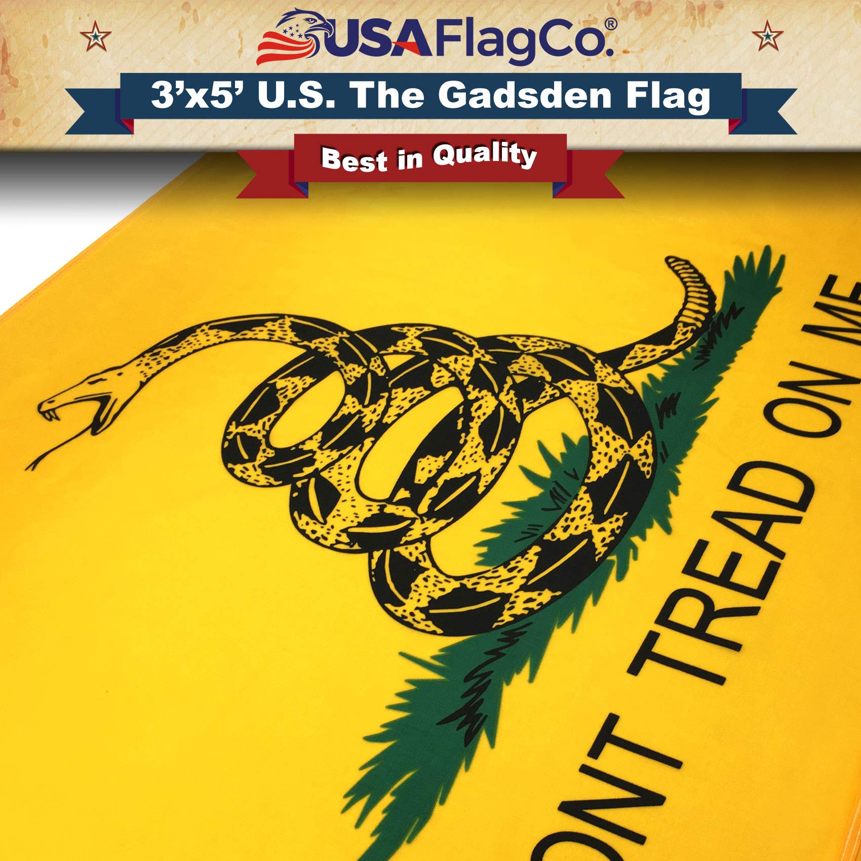 Gadsden Flag (Don't Tread On Me) by USA Flag Co. is 100% American Made: The BEST 3x5 Outdoor US Flags, Made in the USA (3 x 5 foot) - Image 5
