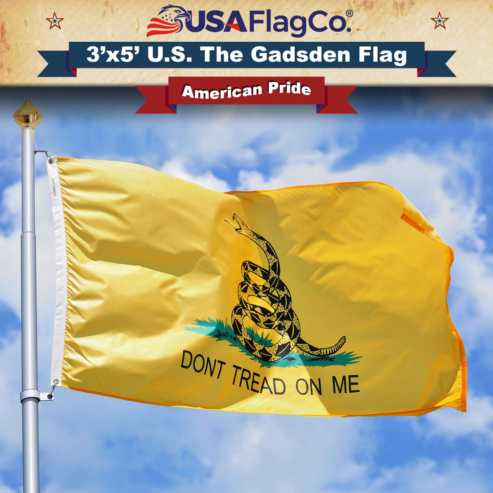 Gadsden Flag (Don't Tread On Me) by USA Flag Co. is 100% American Made: The BEST 3x5 Outdoor US Flags, Made in the USA (3 x 5 foot) - Image 7