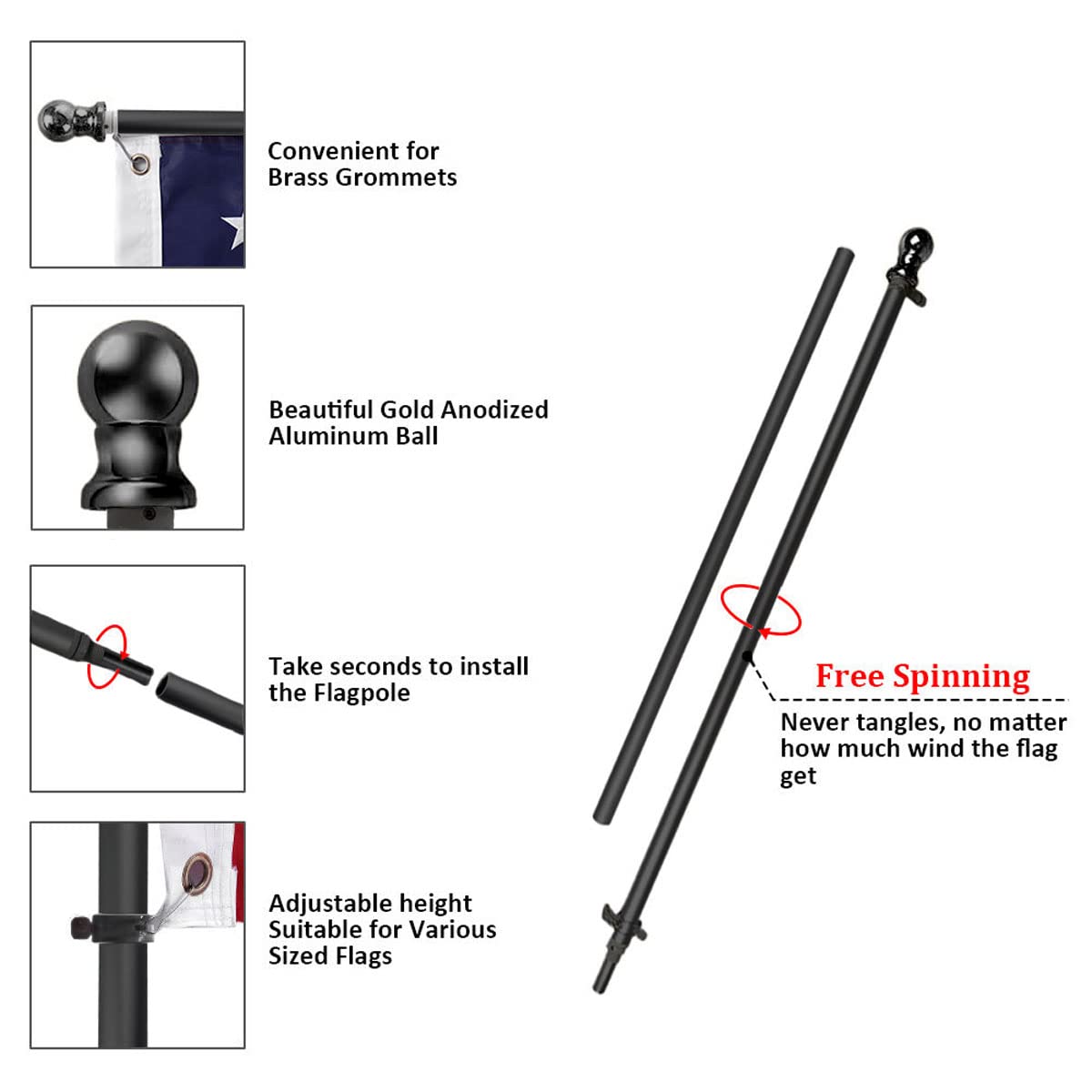 PATRIOT™ Flag Pole and TITAN™ Bracket Kit - Black - Image 4