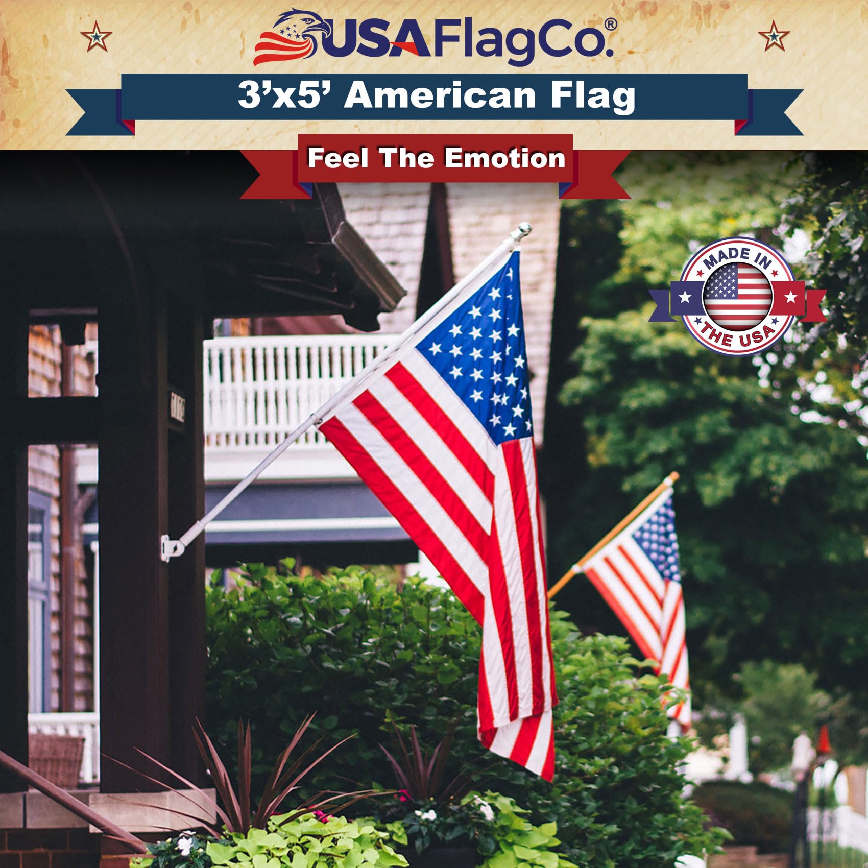 InstaPatriot™ American Flag, Flagpole & Titan™ Bracket Kit - White - Image 9