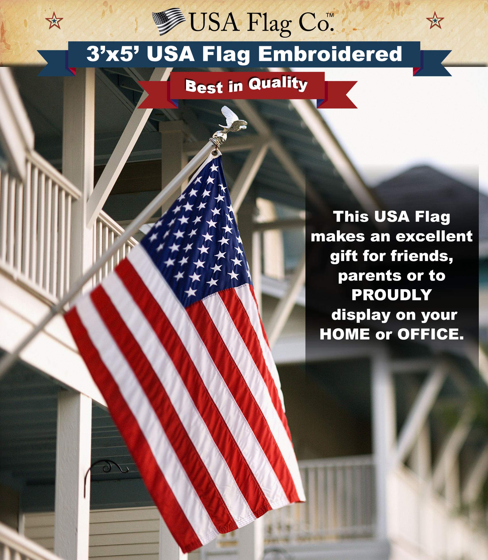 InstaPatriot™ American Flag, Flagpole & Titan™ Bracket Kit - Silver - Image 9