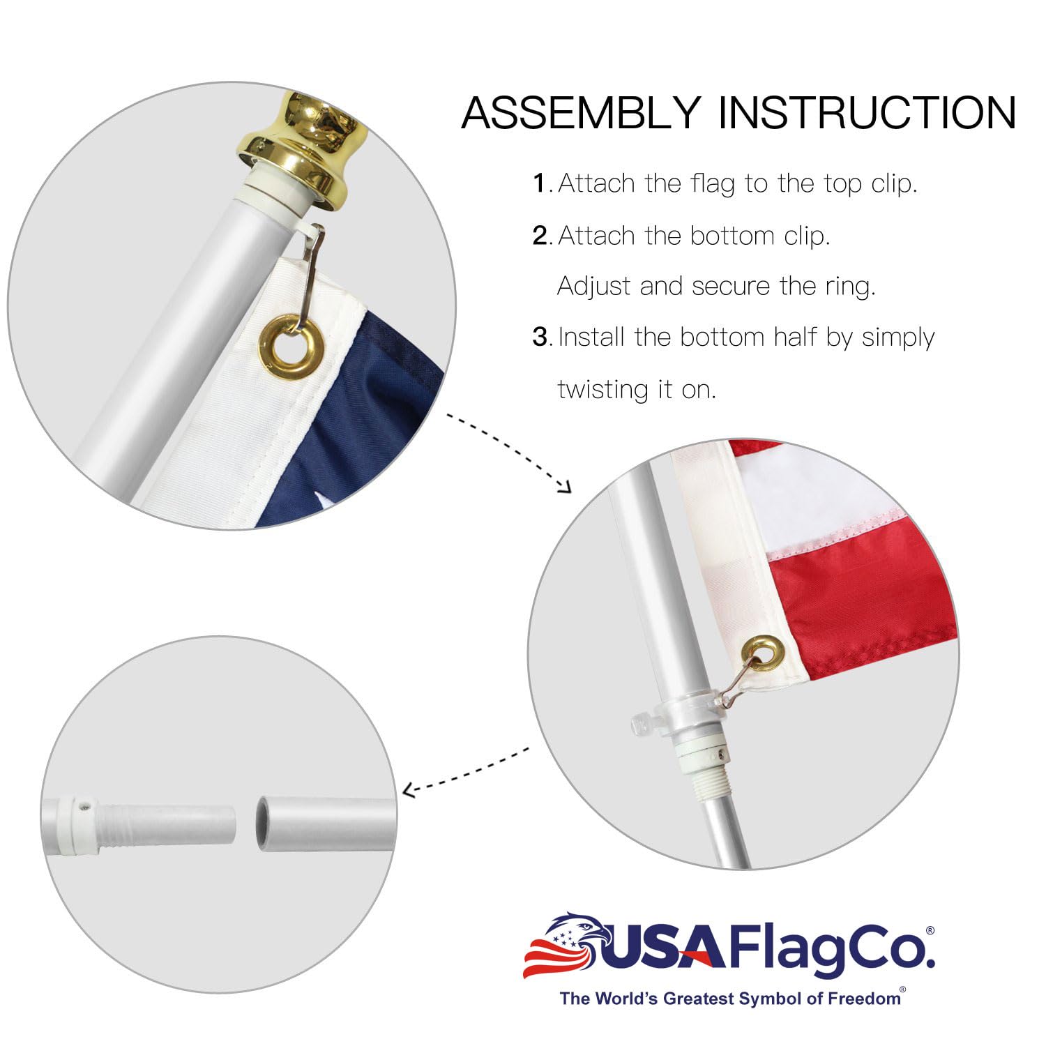 Patriot™ Flag Pole and Titan™ Bracket Kit - Silver - Image 8