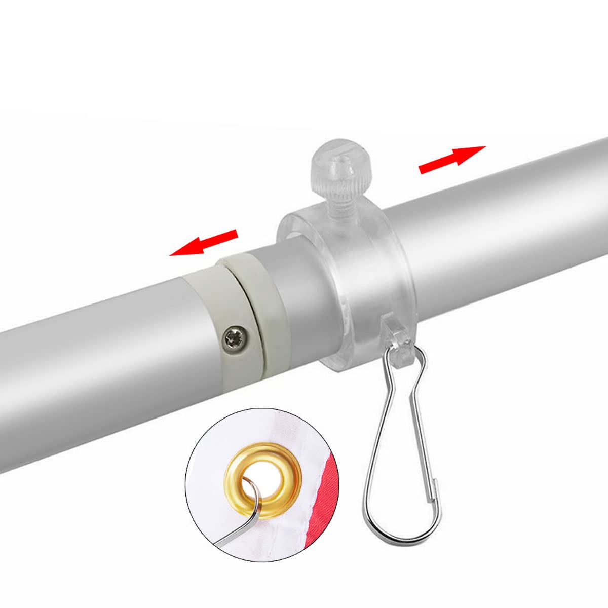 USA Flag Co. Flag Pole Free-Spin Anti-Wrap Residential or Commercial 6ft Outdoor Flagpole (Silver) - Image 4