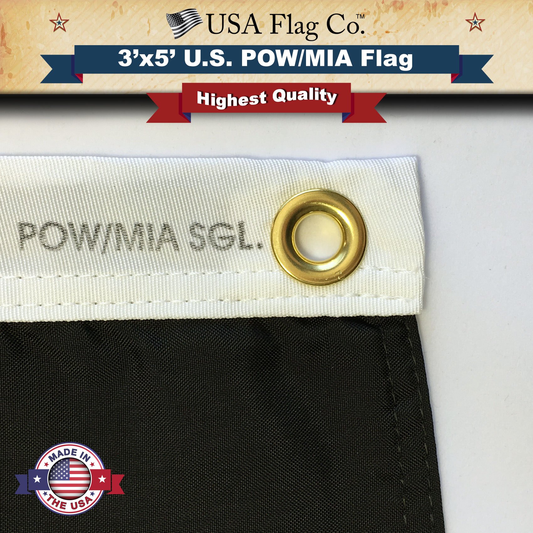 USA Flag Co. POW MIA Flag 3x5 Outdoor 100% American Made Black and White - Image 5