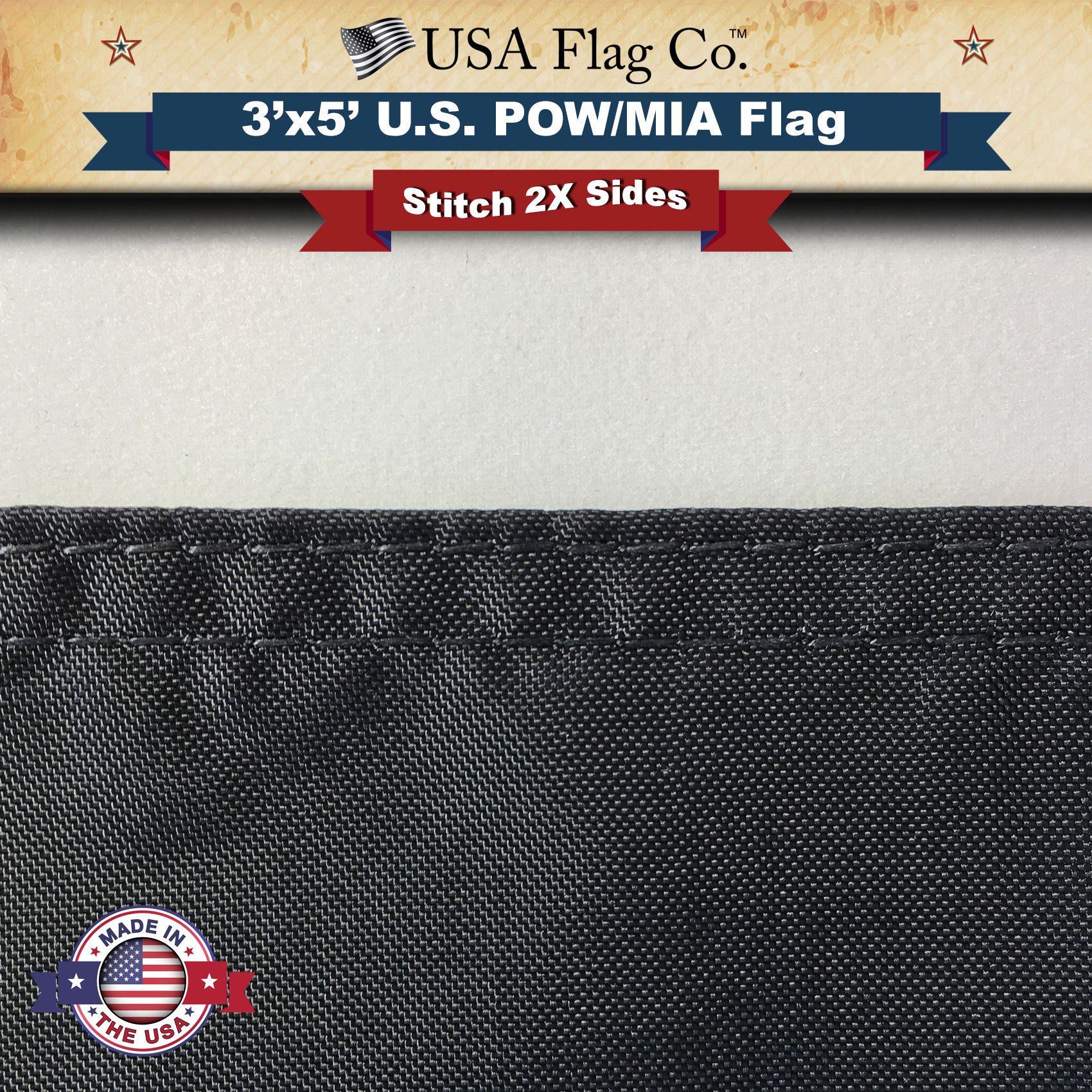 USA Flag Co. POW MIA Flag 3x5 Outdoor 100% American Made Black and White - Image 8