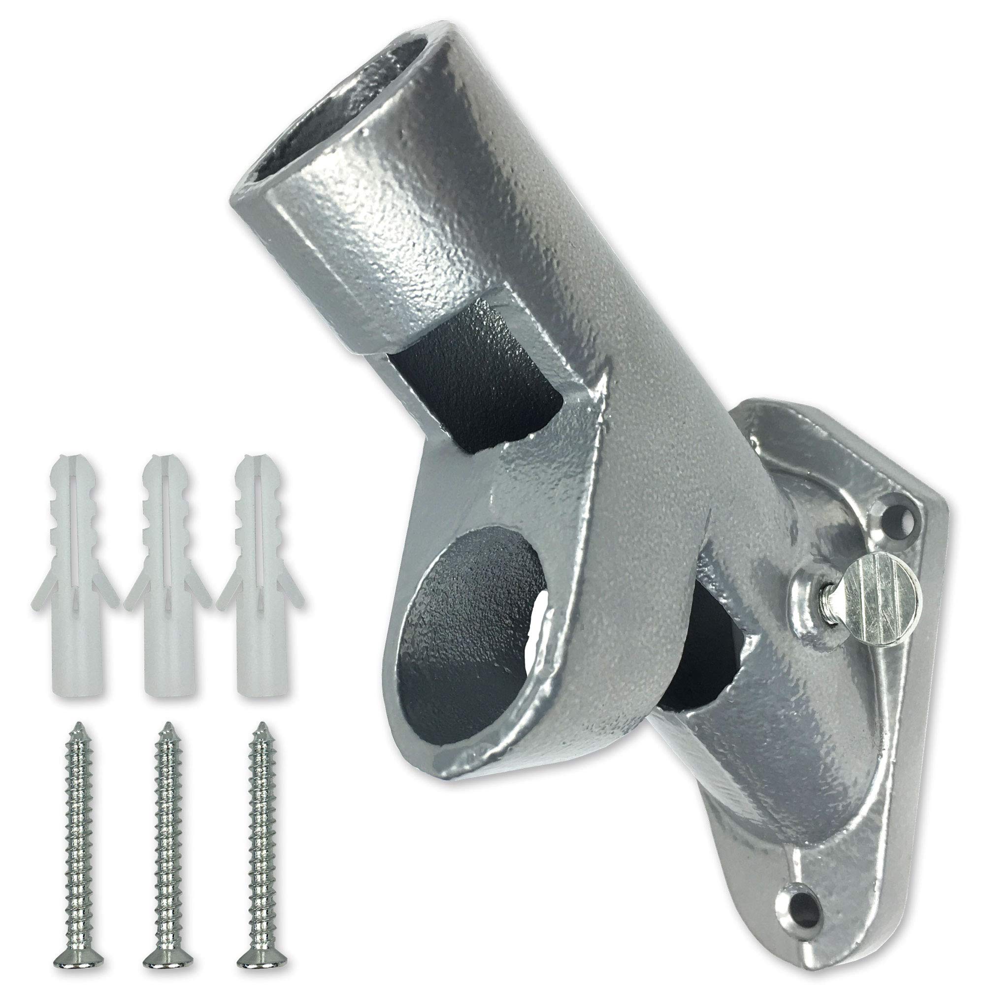 USA Flag Co. Rogue Cast-Iron Flag Pole Bracket - Ultra Heavy Duty 1-inch Mount for American Flag Flagpoles | 2-Way Angle Holder (Silver) - Image 3