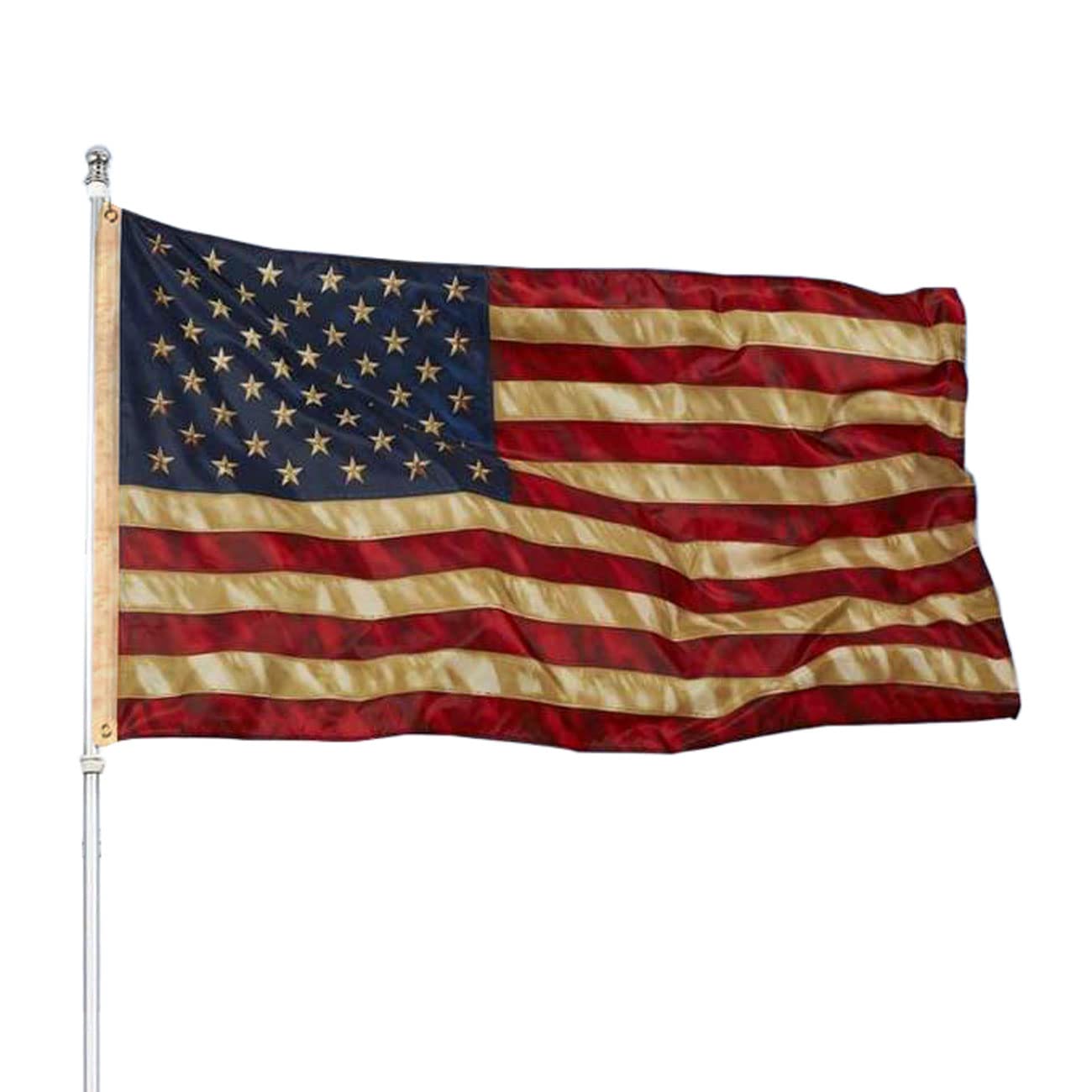 USA Flag Co. Tea Stained American Flag 3x5 foot | Heavy Duty Polyester, Embroidered Stars, Sewn Stripes, Brass Grommets (Heritage Tea Stained) - Image 7