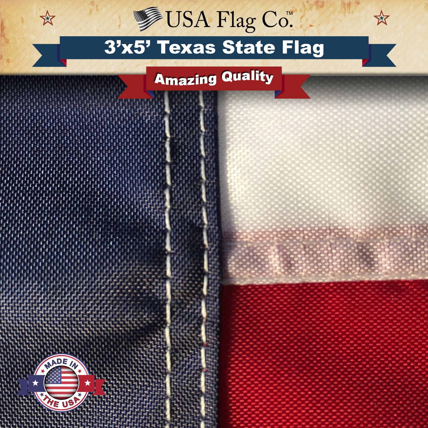 USA Flag Co. Texas Flag 3x5 Foot 100% American Made: The Best Texas State Flag Made in the United States of America - Image 4