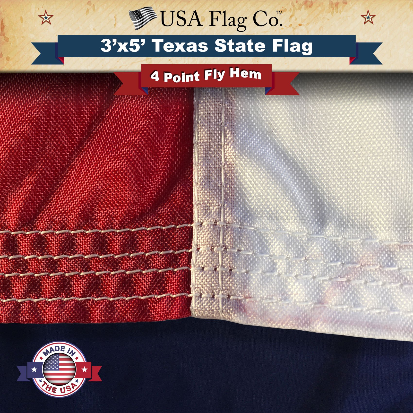 USA Flag Co. Texas Flag 3x5 Foot 100% American Made: The Best Texas State Flag Made in the United States of America - Image 6
