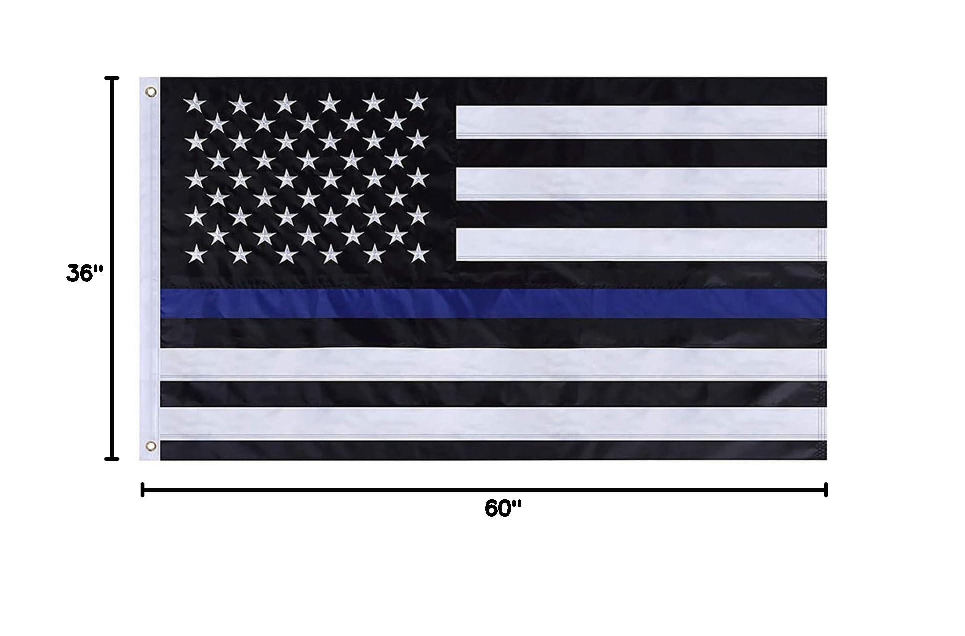 USA Flag Co. Thin Blue Line Flag 3x5 foot | Heavy Duty Polyester, Embroidered Stars, Sewn Stripes, Brass Grommets - Image 10