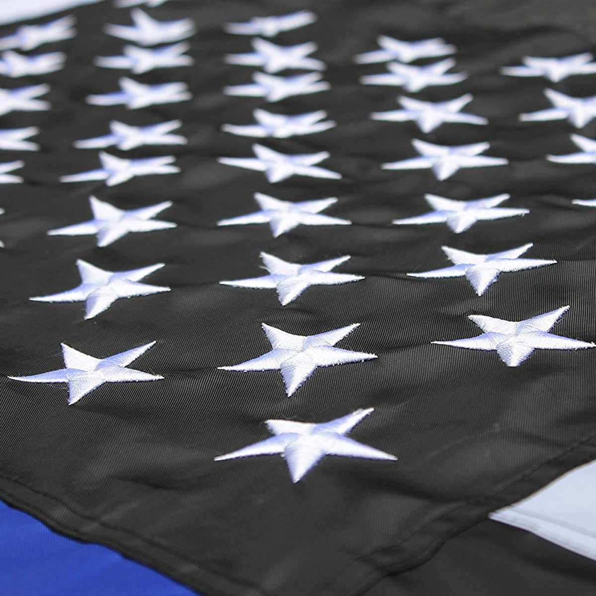 USA Flag Co. Thin Blue Line Flag 3x5 foot | Heavy Duty Polyester, Embroidered Stars, Sewn Stripes, Brass Grommets - Image 3
