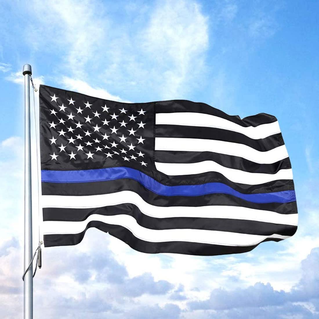 USA Flag Co. Thin Blue Line Flag 3x5 foot | Heavy Duty Polyester, Embroidered Stars, Sewn Stripes, Brass Grommets - Image 7