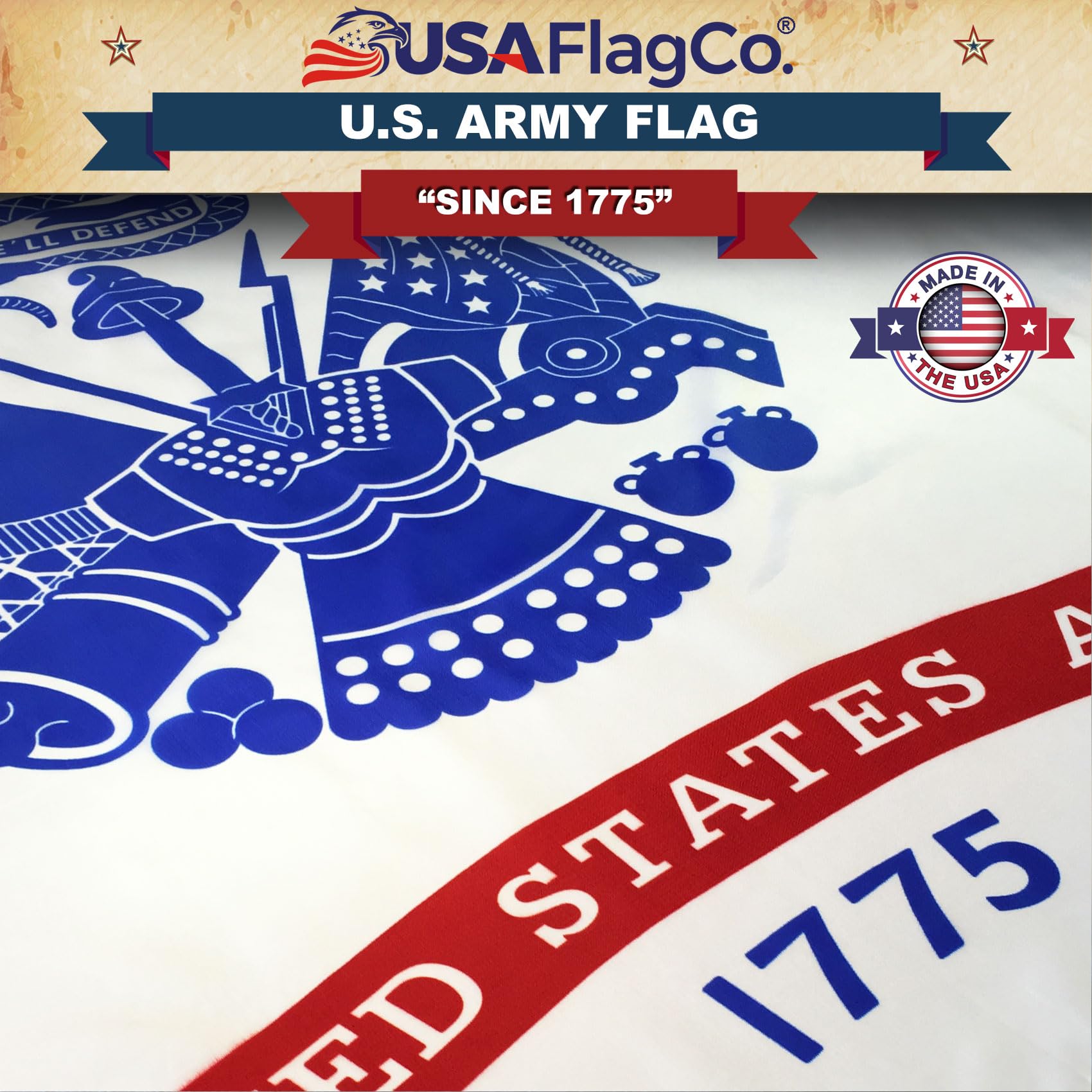 USA Flag Co. US Army Flag 100% American Made: The Best 3x5 Outdoor Military Flag, Made in the United States of America - Image 4
