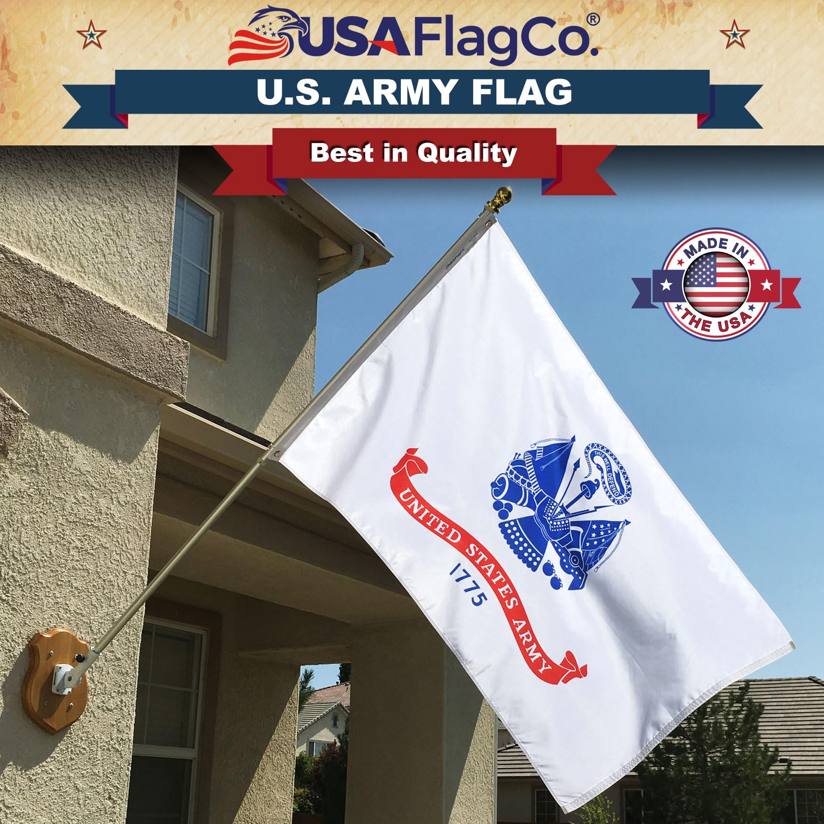USA Flag Co. US Army Flag 100% American Made: The Best 3x5 Outdoor Military Flag, Made in the United States of America - Image 6