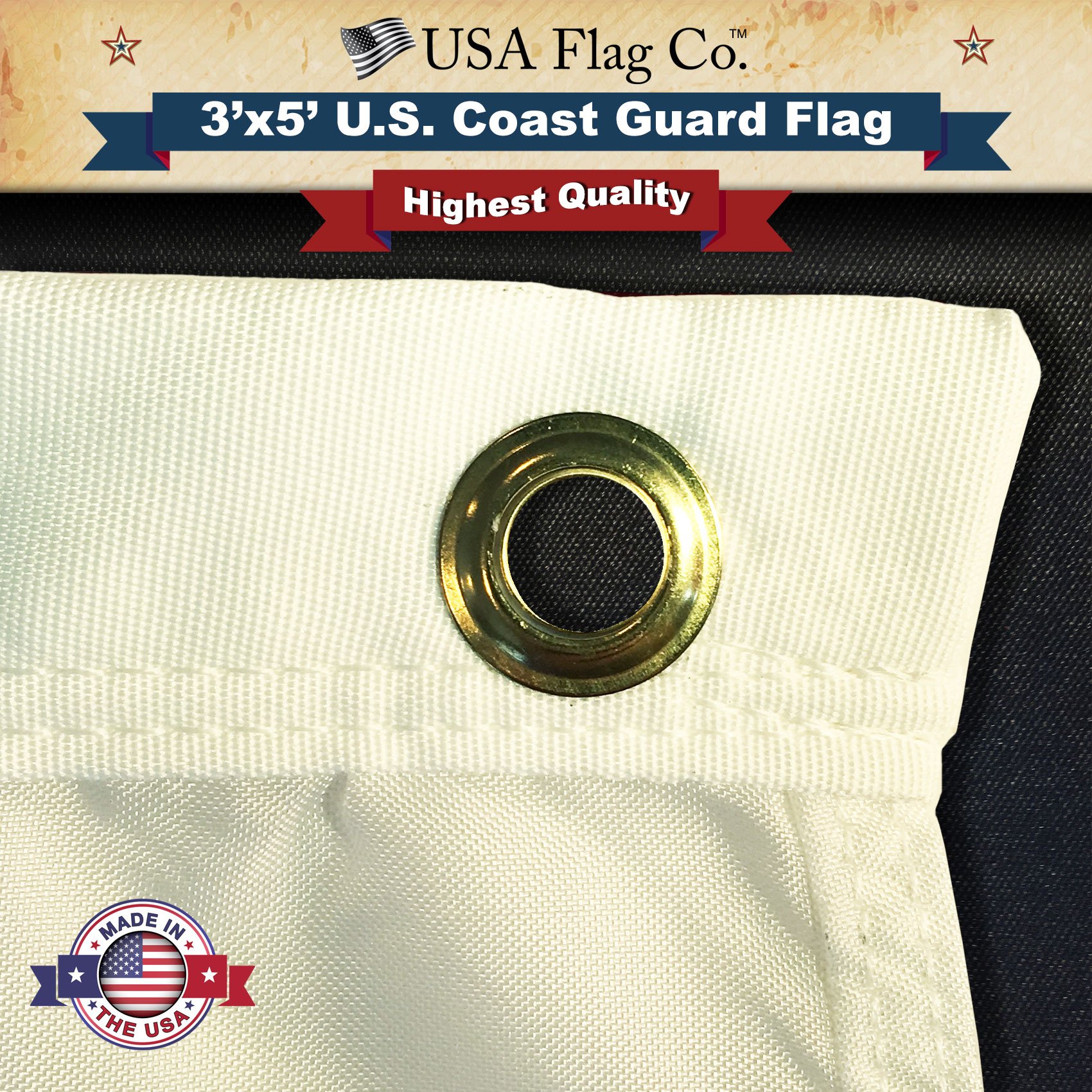 USA Flag Co. US Coast Guard Flag 3x5 Outdoor USCG Flag 100% American Made, FMAA Certified - Made in USA - Image 5