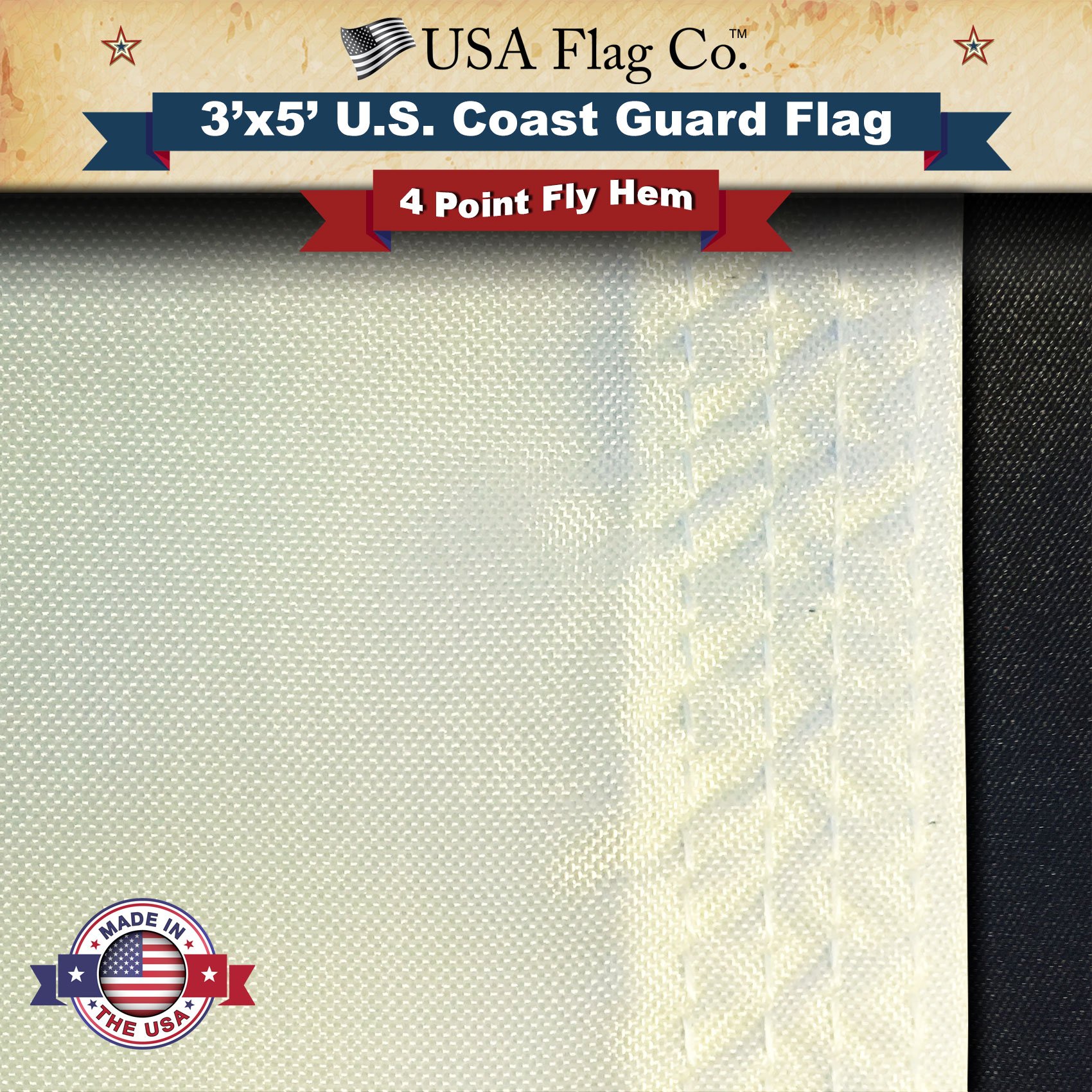 USA Flag Co. US Coast Guard Flag 3x5 Outdoor USCG Flag 100% American Made, FMAA Certified - Made in USA - Image 6