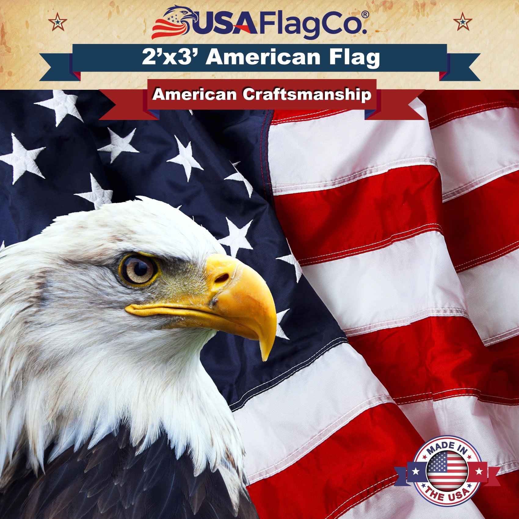 USA Flag Co. US Flag Made in USA The BEST 2x3 Embroidered Stars and Sewn Stripes American Flag - Image 4