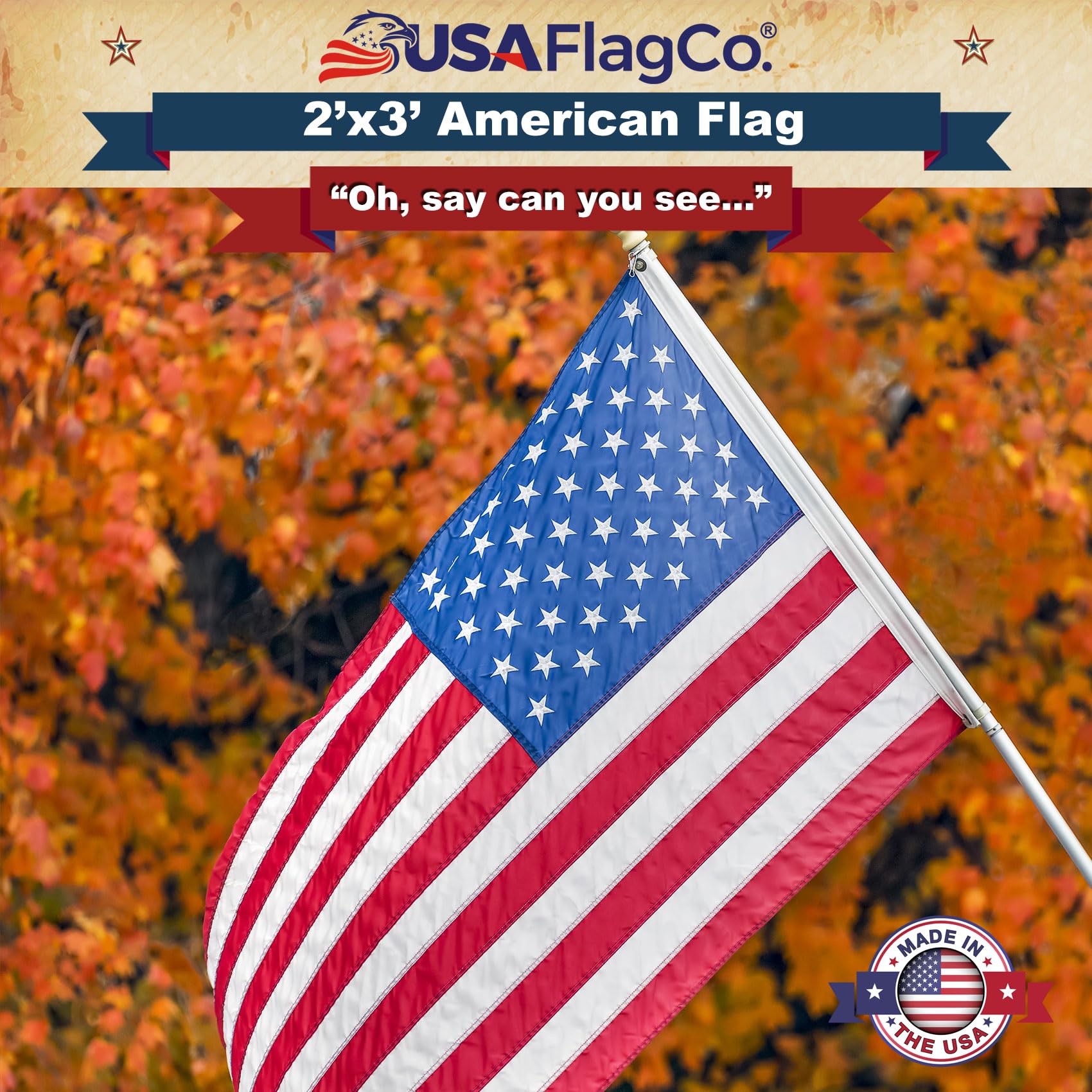 USA Flag Co. US Flag Made in USA The BEST 2x3 Embroidered Stars and Sewn Stripes American Flag - Image 5