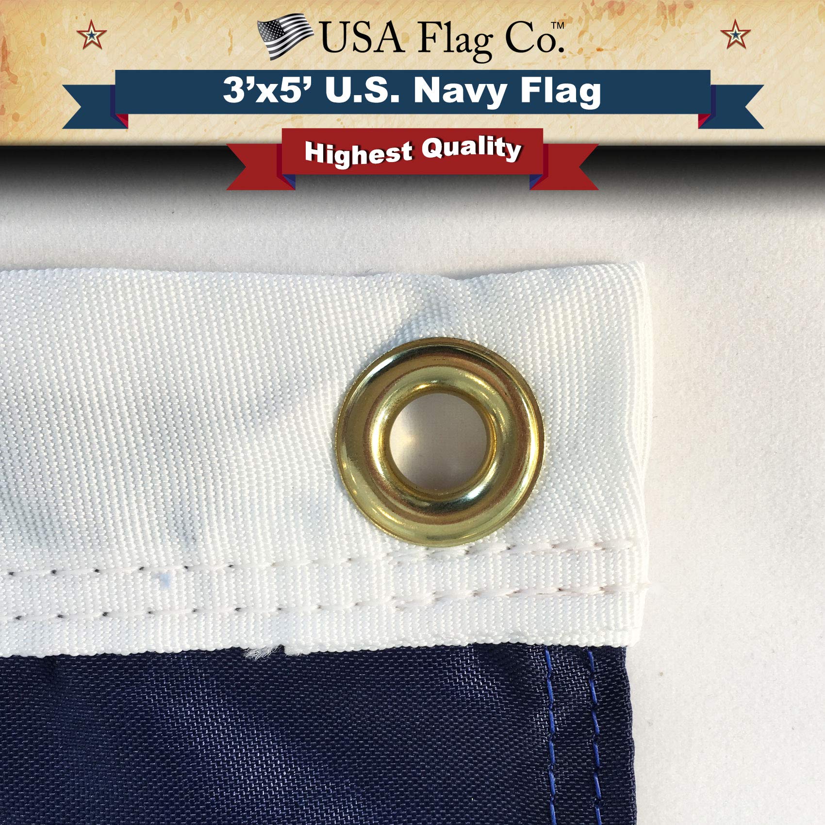 USA Flag Co. US Navy Flag 100% American Made: The Best 3x5 Outdoor Armed Forces Flag, Made in the United States of America - Image 5