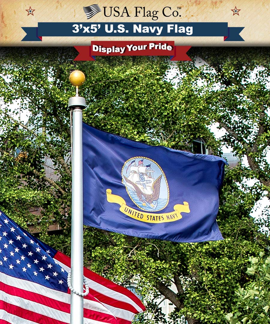 USA Flag Co. US Navy Flag 100% American Made: The Best 3x5 Outdoor Armed Forces Flag, Made in the United States of America - Image 7