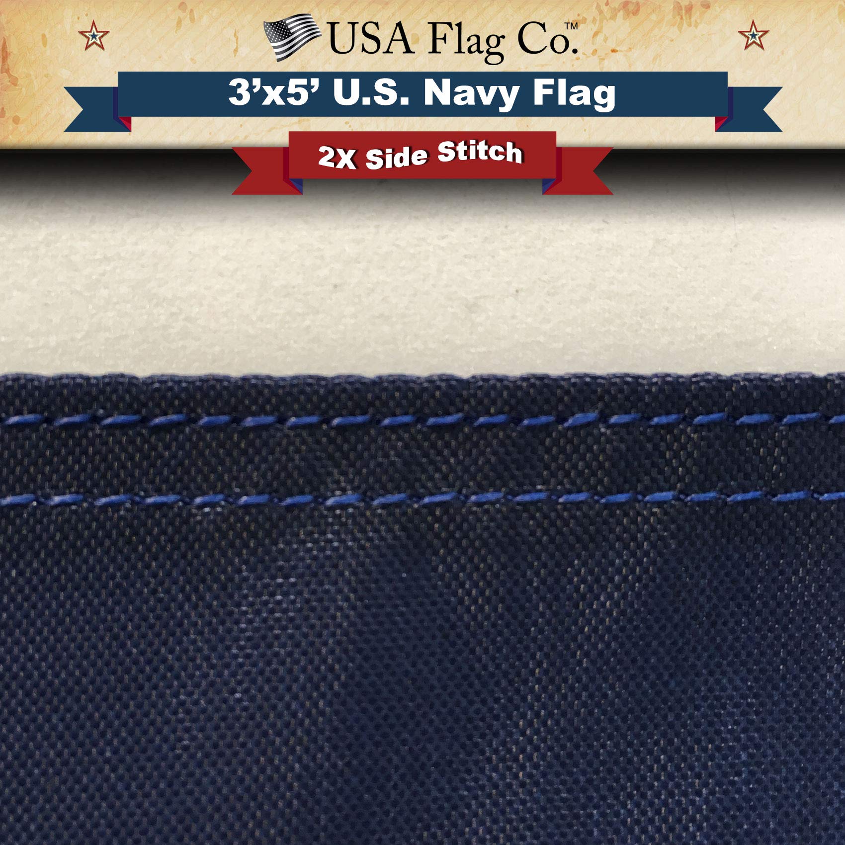 USA Flag Co. US Navy Flag 100% American Made: The Best 3x5 Outdoor Armed Forces Flag, Made in the United States of America - Image 8